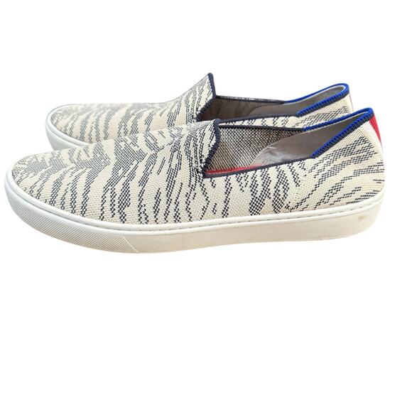 Rothys The Original Slip On City Sneakers Maritime Blue Tiger Print Retired 10‎ - Picture 3 of 12